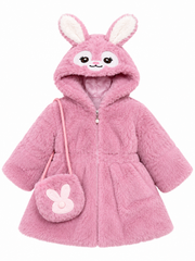Rabbit Pink Fur Jacket with Bag - FJ-04