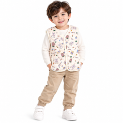 Cream Sleeveless Puffer Jacket - SP-05