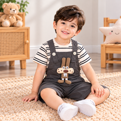 Striped Grey Cartoon Romper - RB-01