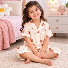 Cream Strawberry NightSuit - NG-10