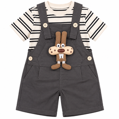 Striped Grey Cartoon Romper - RB-01